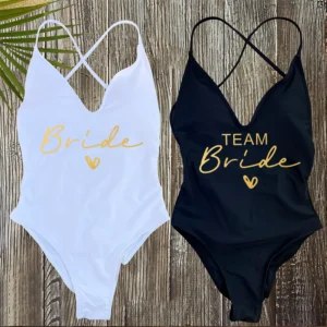Sexy Padded One Piece Swimsuit Women Team Bride Swimwear Bikini Summer Bathing Suit Plus Size Beachwear Bachelorette Party Lady 1
